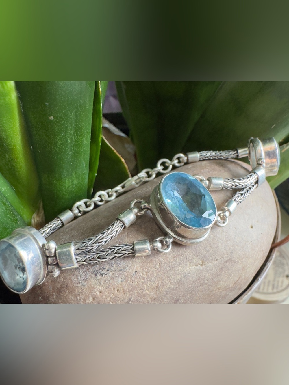Sterling Blue Topaz chain bracelet